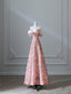 Pretty A Line Off The Shoulder Sequin Pink Floor Length Prom Dress