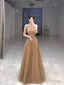 Pretty A Line Scoop Neckline Sleeveless Prom Dress Tulle Prom Dresses