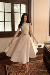 Pretty A Line Scoop Neckline White Ankle Length Evening Dress Prom Dresses