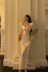 Pretty A Line Short Sleeves Ivory Ankle Length Prom Dresses Birthday Outfits