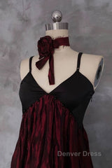 Pretty A Line Spaghetti Straps Burgundy Long Prom Dresses Birthday Dresses For Women
