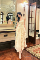 Pretty A Line Spaghetti Straps Chiffon Ankle Length Evening Dress Prom Dresses