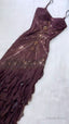 Pretty A Line Spaghetti Straps Chiffon Prom Dresses With Beads Long Prom Gown