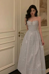 Pretty A Line Spaghetti Straps Pleated Silver Gray Sequin Prom Dresses Birthday Outfits Evening Gown