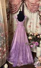 Pretty A Line Sweetheart Neckline Long Tulle Lilac Party Dresses Prom Dress