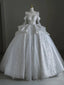 Pretty Ball Gowns Scoop Neckline Long Sleeves Sequin White Wedding Dress Brides Dresses