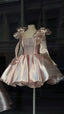 Pretty Ball Gowns Spaghetti Straps Pink Satin Short Mini Prom 8Th Grade Homecoming Dress Summer Middle School Hoco Dresses Birthday Outfits