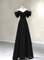 Pretty Black A Line Long Prom Dress, Black Floor Length Prom Dress