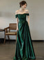 Pretty Green Off Shoulder Simple Prom Dress, Green Long Prom Dresses