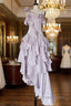 Pretty Irregular Ruffled Suspender Prom Dress With Detachable Rose Long Birthday Dresses For Women