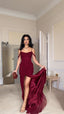 Pretty Mermaid Off The Shoulder Burgundy Slit Long Prom Dress