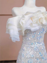 Pretty Mermaid Off The Shoulder Sequin Long Evening Party Dresses Prom Dresses