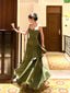 Pretty Mermaid Spaghetti Straps Olive Green Long Prom Dresses Prom Gown