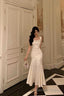 Pretty Mermaid Square Neckline White Date Night Dress Prom Dresses Birthday Prom Outfit