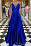 Pretty Royal Blue A-line Spaghetti Straps Prom Dresses, Evening Dresses