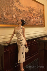 Pretty Sheath Halter Satin Floral Prom Dresses Birthday Outfits Evening Gown