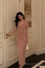 Pretty Sheath V Neckline Long Sleeves Pink Prom Dresses Birthday Outfits Evening Gown