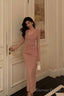 Pretty Sheath V Neckline Long Sleeves Pink Prom Dresses Birthday Outfits Prom Gowns