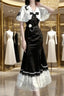 Princess A Line Black Satin Long Prom Dress Night Lolita Dresses Birthday Outfits