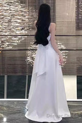 Princess A Line Straps White Long Prom Dresses