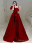 Princess Ball Gown Red Strapless Long Prom Dress