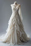 Princess Ball Gown V Neckline Pleats White Chiffon Wedding Dresses
