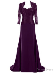 Princess Floor-Length Matte Chiffon Lace Mother of the Bride Dress with Jacket