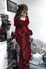 Princess Mermaid Sweetheart Lolita Dress Christmas Dress Burgundy Birthday Dresses