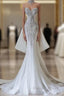 Princess Mermaid Sweetheart White Tulle Long Wedding Dress Brides Dresses