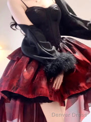 Princess Party Dress Lolita Dress Christmas Dress Burgundy Birthday Dresses