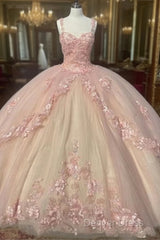 Princess Pink Quinceanera Dresses Lace Appliques Sweet 15 Party Prom Ball Gown