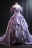 Princess Prom Dresses Lilac 3D Floral Pleated Prom Gowns Sweet 16 Ball Gowns