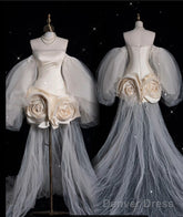 Princess Sheath Off The Shoulder Satin Ivory Short Wedding Dresses