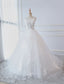 Princess Wedding Dresses Ball Gown Lace Flowers Applique Sleeveless Bridal Gown With Train