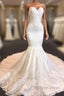 Princess White Sweetheart Mermaid Court Train Wedding Dresses