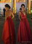 Charming A-Line/Princess Red Sweetheart Satin 2025 Prom Dresses