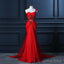 One Shoulder Prom Dress With Beaded Flowers, Unique Red Prom Gown, Mermaid Chiffon Prom Dresses With Cut out