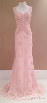 Blush Pink Prom Dress ,Lace Prom Evening Gowns
