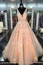 modest prom Gown deep v neck prom Dress handmade lace tulle A Line quinceanera Dresses