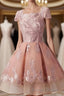 Cap Sleeves Junior Pretty Appliques Short Sweet 16 Prom Dresses