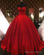 Sweetheart Wine Red Lace Appliques Red Princess Prom Dresses