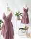 Short V Neck Homecoming Dresses With Ruffles