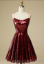 Sequin Criss Cross Straps Burgundy Homecoming Dresses