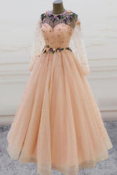 Cute Tulle Applique Long Prom Dress, Evening Dress