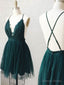 Green Tulle Lace Short Prom Dress, Green Tulle Lace Homecoming Dresses