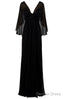 A Line Black V Neck Prom Dresses