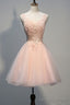 Blush Pink V Neck Applique Short 2026 Homecoming Dresses