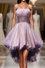 Gorgeous Strapless High Low Beaded Pretty Handmade For Teens Homecoming Dresses