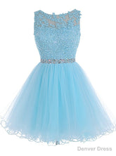 Lace Blue Fitted Short Cute Sweet 16 For Teens Homecoming Dresses