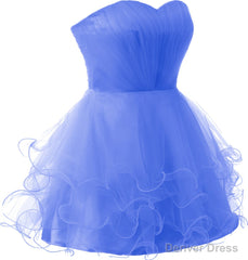 Short Sweet 16 Blue Tulle Fitted Homecoming Dresses